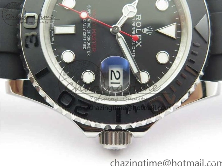 0416 Yacht-Master 116655 ARF SS Custom Made Black Ceramic Bezel on Oysterflex Rubber Strap A HighPerformance 3064